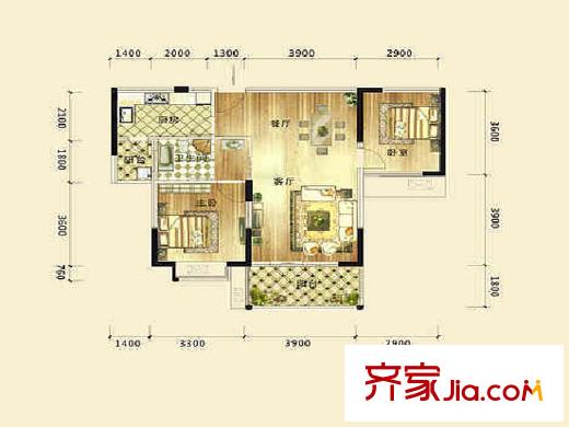 長房白沙灣一期A10-02戶型 2室2廳1衛(wèi)