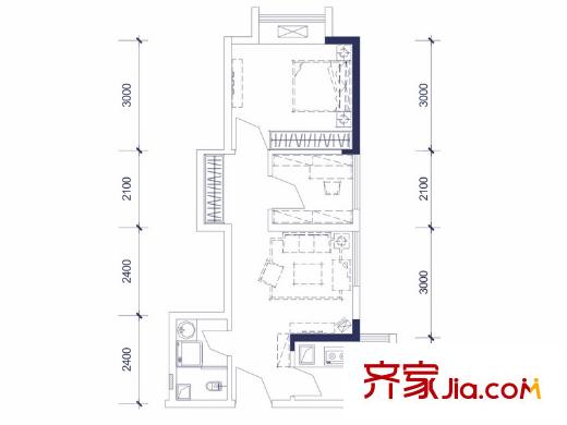 宇洋西海廣場(chǎng)G戶型 1室1廳1衛(wèi)1廚