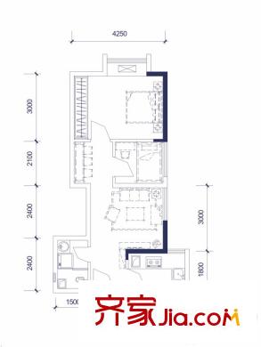 宇洋西海廣場(chǎng)J戶型 1室1廳1衛(wèi)1廚
