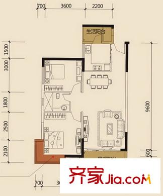 卓越蔚藍海岸二期橡樹里90.18平方米 2室2廳1衛(wèi)1廚