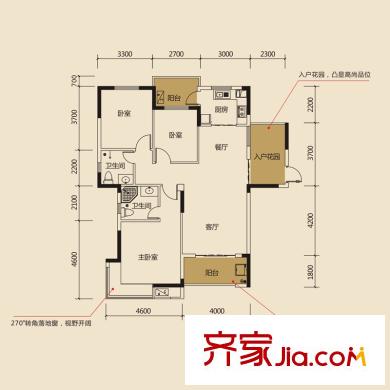 卓越蔚藍海岸二期小高層25,26,27#三房戶型 3室2廳2衛(wèi)