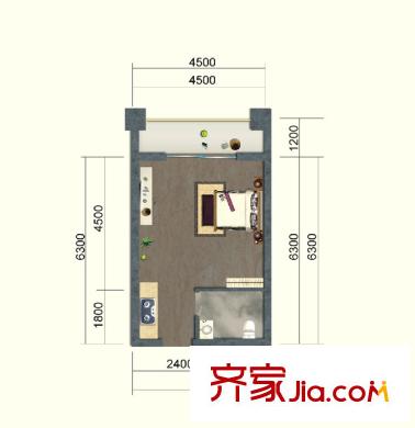 蝴蝶谷水母殿A(yù)2戶型 1室1廳1衛(wèi)1廚