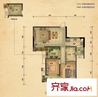 南山?蘇迪亞諾B戶型 2室2廳1衛(wèi)