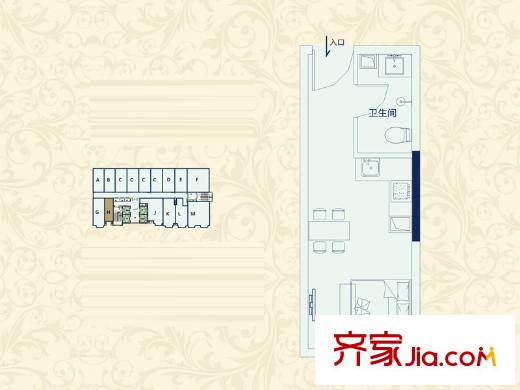 佳興國際匯H戶型 1室1廳1衛(wèi)1廚