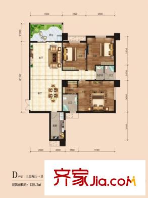 鑫陽(yáng)大廈D戶型 3室2廳1衛(wèi)1廚