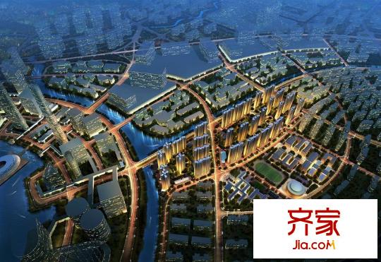 中國鐵建梅溪青秀夜景鳥瞰圖