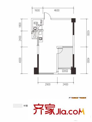 喜地時代廣場1-3戶型 1室1廳1衛(wèi)