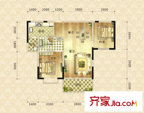 長房白沙灣一期A10棟B戶型 2室2廳1衛(wèi)
