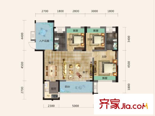領(lǐng)東匯5棟6棟B2戶型 3室2廳2衛(wèi)1廚