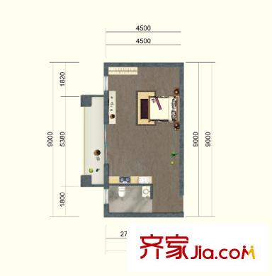 蝴蝶谷A號(hào)棟A4戶型 1室1廳1衛(wèi)1廚