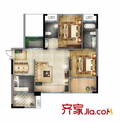 CROSS尚公館A3戶型 2室2廳2衛(wèi)1廚