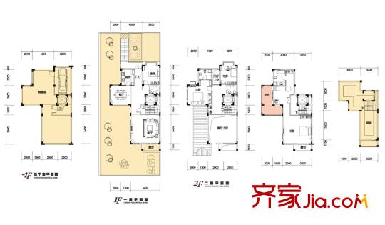 天麓聯(lián)排B-B1戶型 4室2廳4衛(wèi)1廚