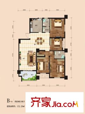 鑫陽(yáng)大廈B戶型 4室2廳2衛(wèi)1廚