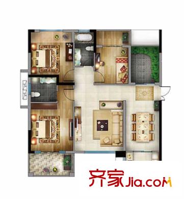 CROSS尚公館A1戶型 3室2廳2衛(wèi)1廚