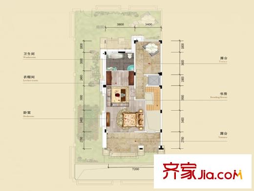 北大資源時(shí)光雙拼三層戶型 1室2廳1衛(wèi)