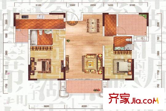 北大資源時(shí)光B2戶型 3室2廳2衛(wèi)1廚