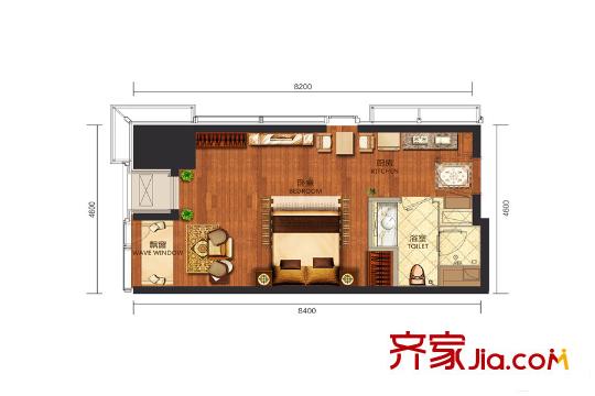 華遠(yuǎn)國(guó)際公寓A1戶型 1室1衛(wèi)1廚