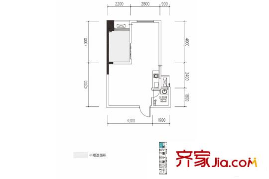 喜地時代廣場1-5戶型 1室1廳1衛(wèi)