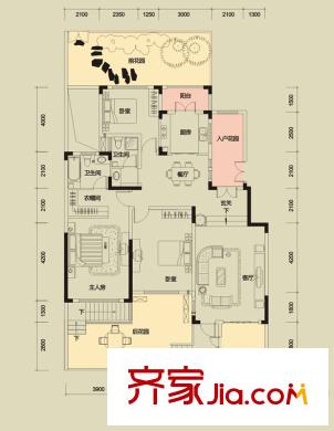 天麓洋房A戶型 3室2廳2衛(wèi)1廚