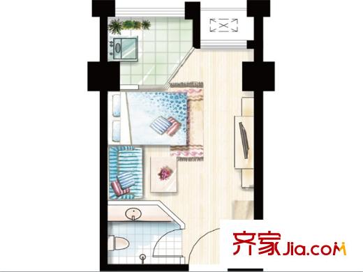 嘉匯公館C戶型 1室1廳1衛(wèi)1廚