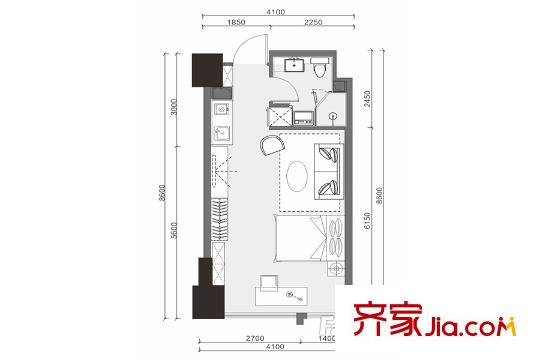 紅橡華園三期9棟28層朝南C戶型 1室1廳1衛(wèi)1廚