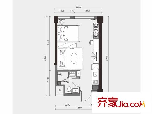 紅橡華園三期9棟28層朝北E1戶型 1室1廳1衛(wèi)1廚