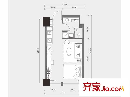 紅橡華園三期9棟D3戶型 1室1廳1衛(wèi)1廚