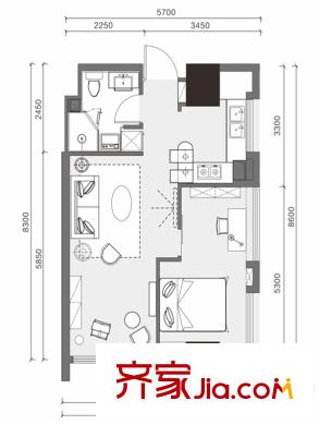 紅橡華園三期9棟28層朝南A戶型 1室1廳1衛(wèi)1廚