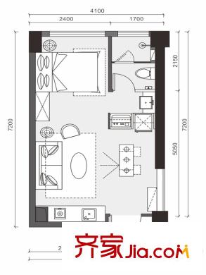 紅橡華園三期9棟28層E3朝北戶型 1室1廳1衛(wèi)1廚