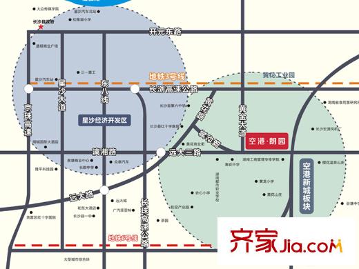 空港朗園區(qū)位圖