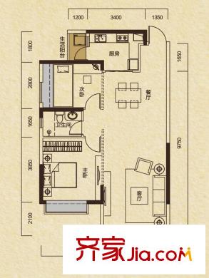 新地東方明珠1#兩房94平方米戶型 2室2廳1衛(wèi)