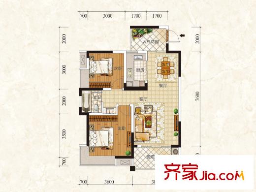豐源國(guó)際2號(hào)棟B戶型 2室2廳1衛(wèi)1廚