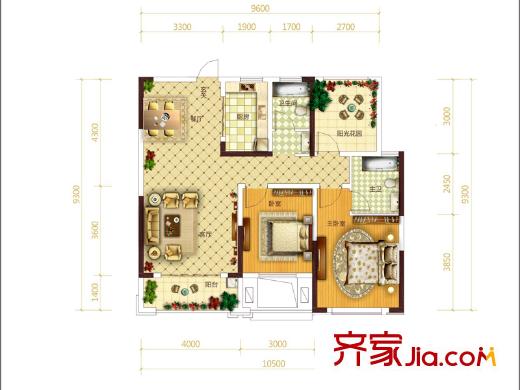 東業(yè)上城F戶型 2室2廳2衛(wèi)1廚