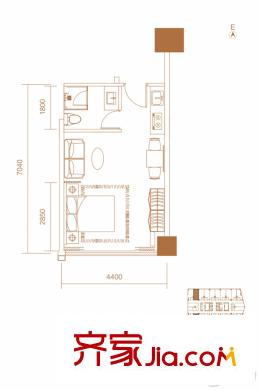 星星SOHO風尚藍本 1室1廳1衛(wèi)1廚