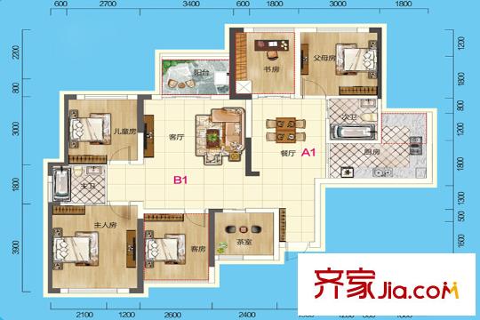 印山藍(lán)色海岸A401戶(hù)型 3室2廳2衛(wèi)1廚