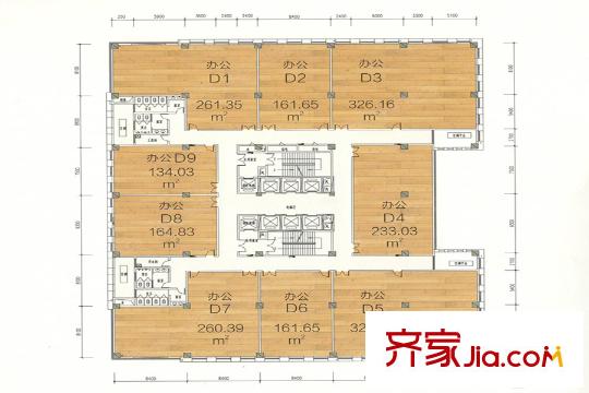 新南天古漢國際廣場1號棟寫字樓平面戶型圖 1室