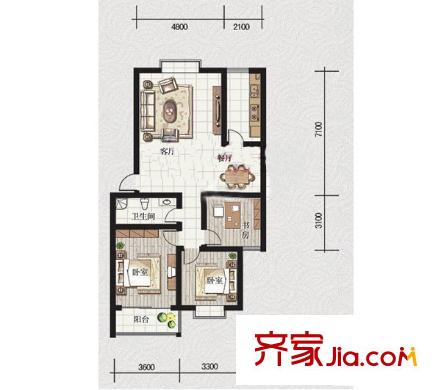 楚天世紀(jì)城戶型圖（售完 ） 2室2廳1衛(wèi)