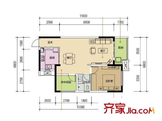 華潤置地廣場5#星光77平戶型 2室2廳1衛(wèi)1廚