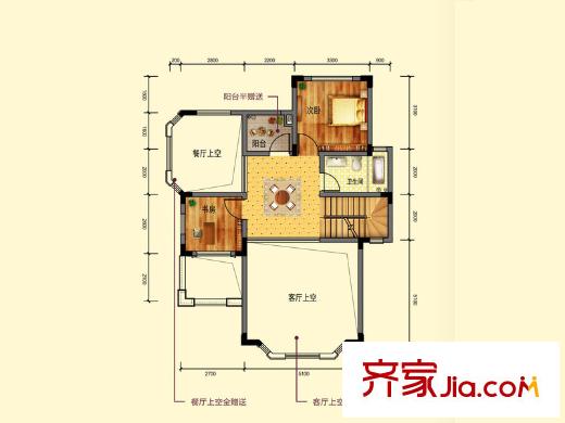 保利香檳國際K-4戶型2層 2室1廳1衛(wèi)