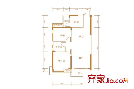恒基凱旋門2號(hào)棟03單元、3號(hào)棟04單元c-3戶型 2室2廳1衛(wèi)1廚