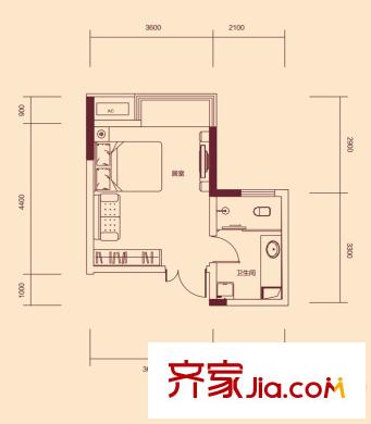 恒基凱旋門32#24-33層02戶型07戶型 1室1衛(wèi)