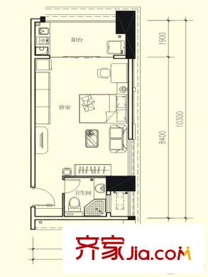 山水灣S06D戶型 1室1廳1衛(wèi)1廚