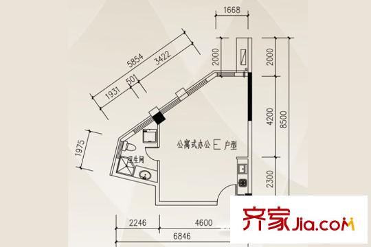 中揚(yáng)國(guó)際公寓式辦公E戶型 1室