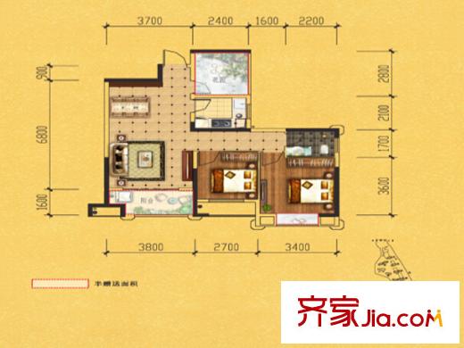 博長山水香頤E/2+1戶型 2室2廳1衛(wèi)1廚