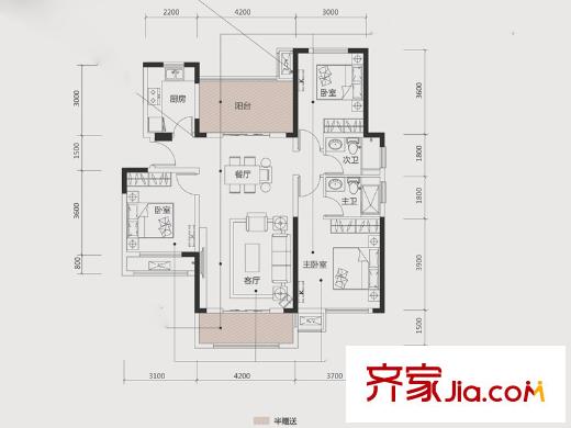 綠地新都會(huì)E/2戶(hù)型 4室2廳2衛(wèi)1廚