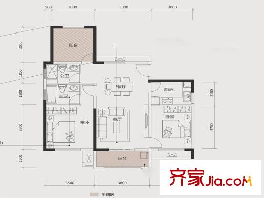 綠地新都會(huì)C/4戶(hù)型 3室2廳2衛(wèi)1廚