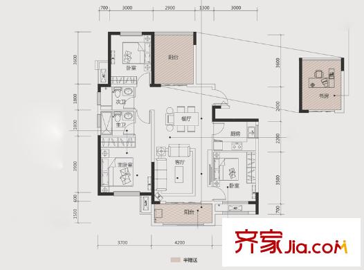 綠地新都會(huì)E1戶(hù)型 3室2廳2衛(wèi)1廚