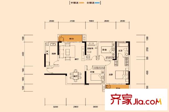 深業(yè)睿城二期F03、F06、F07棟322-A1-A4戶型圖 3室2廳2衛(wèi)1廚