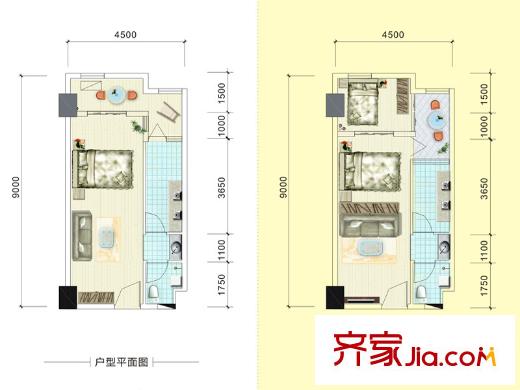 湖灣世景1號棟A5戶型 1室1廳1衛(wèi)1廚