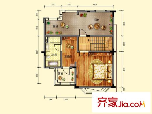 保利香檳國際K-3戶型1層 1室1衛(wèi)